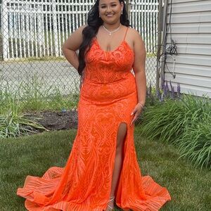 Elegant Orange Evening Gown